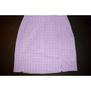 NWOT SHEIN WOMENS PURPLE Plaid High-Rise M-Slit Mini Skirt SIZE XS US 2